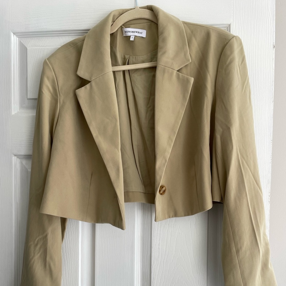 Cropped WeWoreWhat tan blazer